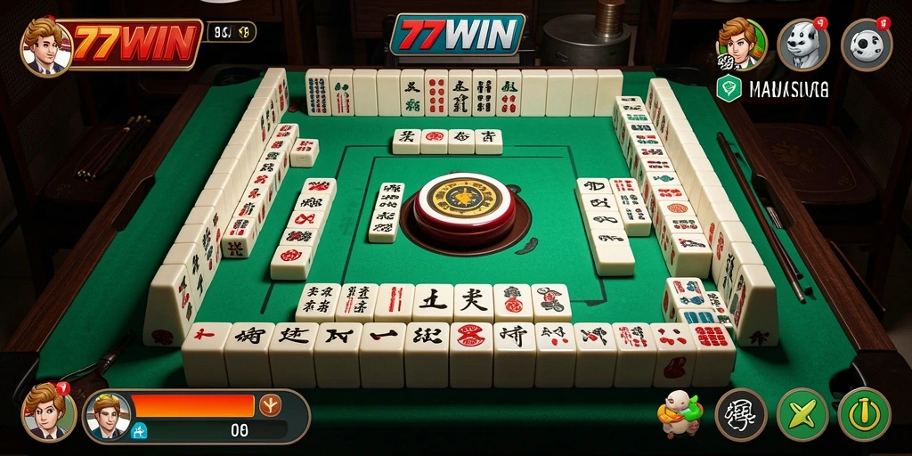 Screenshot gameplay <strong>77WIN</strong> menampilkan keseruan permainan Mahjong.