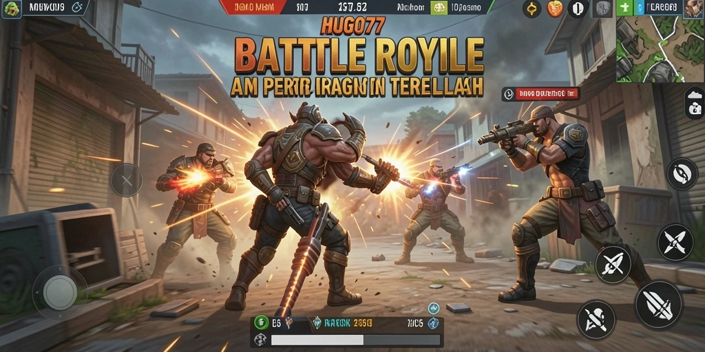 Tampilan screenshot HUGO77 dengan aksi Battle Royale mendebarkan.