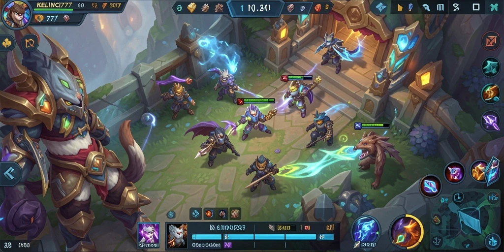 Tampilan gameplay mendebarkan di KELINCI777 yang menunjukkan pertarungan tim.