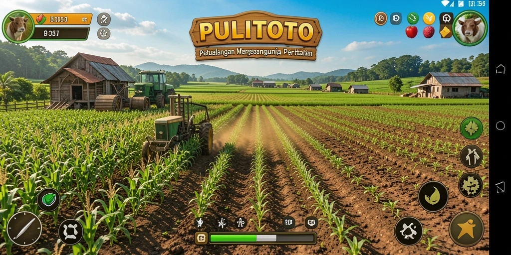 Screenshot menampilkan aktivitas bertani yang seru dalam PULITOTO.
