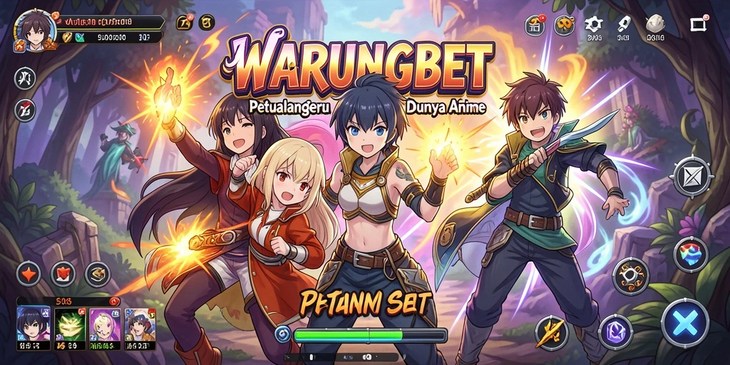 Tampilan gameplay seru dari WARUNGBET dengan karakter anime.
